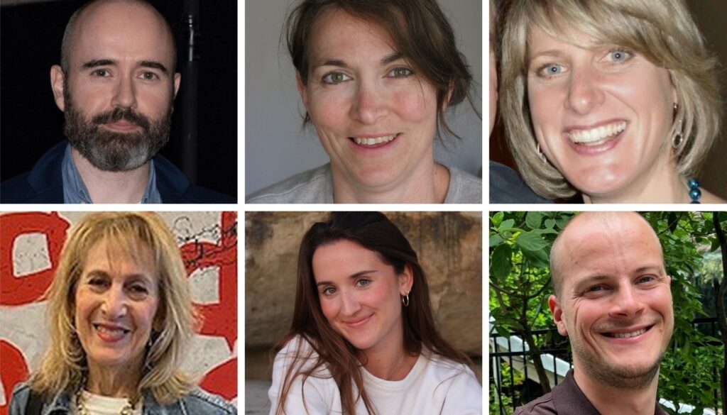 A photo collage featuring headshots of six individuals in a grid layout.