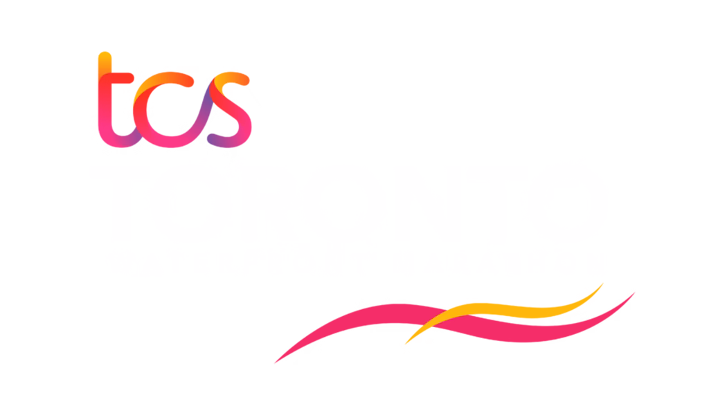The TCS Toronto Waterfront Marathon logo with pink and orange stylized text and a swooping graphic element, used for the Eli's Place TCS Run campaign.